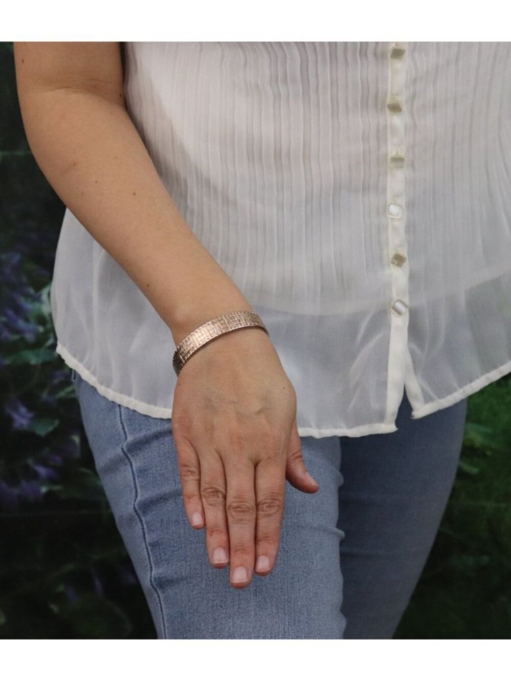 18k Rose Gold Over Sterling Silver Shiny Textured Omega Chain Bracelet 7 1/2" in - Picture 2 of 8
